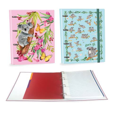 Foto de Carpeta de Cartón con 4 anillas,  recambio y  separadores en formato Din A4. Koala (128805)