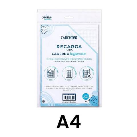 Foto de Recambio Cuaderno Ingeniox, crea tu propio cuaderno A4, 50 Hojas. Cuadro (128996)