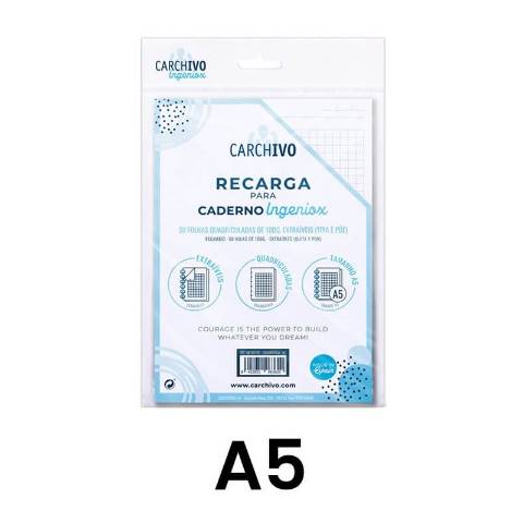 Foto de Recambio Cuaderno Ingeniox, crea tu propio cuaderno A5, 50 Hojas. Cuadro (128998)