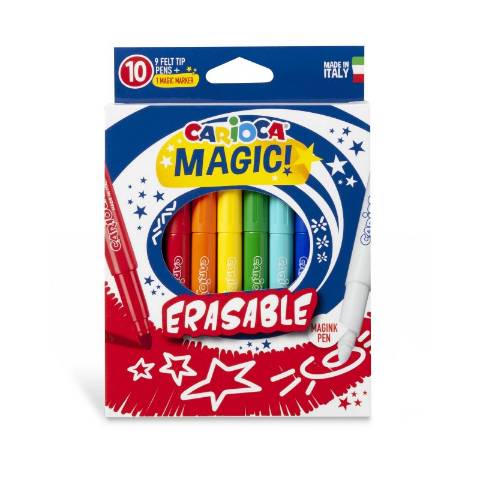 Foto de Rotulador Carioca Magic. Borra El Rotulador. Caja de 10 colores 9 Colores Y 1 Rotulador Borrable. (129342)