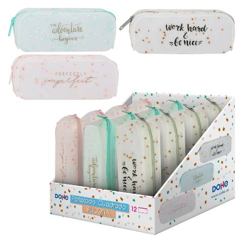 Foto de Portalapices Rectangular Silicona. Coleccion Frases. Colores Surtidos. (129345)