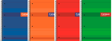 Foto de Bloc Cuaderno de espiral Microperforado Tapa Forrada, Formato Din A4 con 160 hojas 70 gr. Campus. Horizontal (001171)