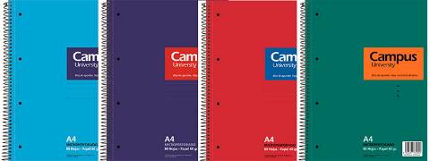 Foto de Bloc Cuaderno de espiral  tapa Dura  y 60 gr, Formato Din A4 con 80 hojas Natural. Doble raya Pauta de 3,5 ancha (001665)