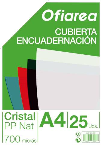 Foto de Cubierta de Encuadernar en Polipropileno, 700 micras A4. Paquete de 25 unidades en color Cristal Natural (124005)